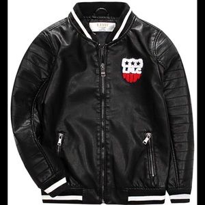 Boys Faux Leather Jacket Black Sz 11-12